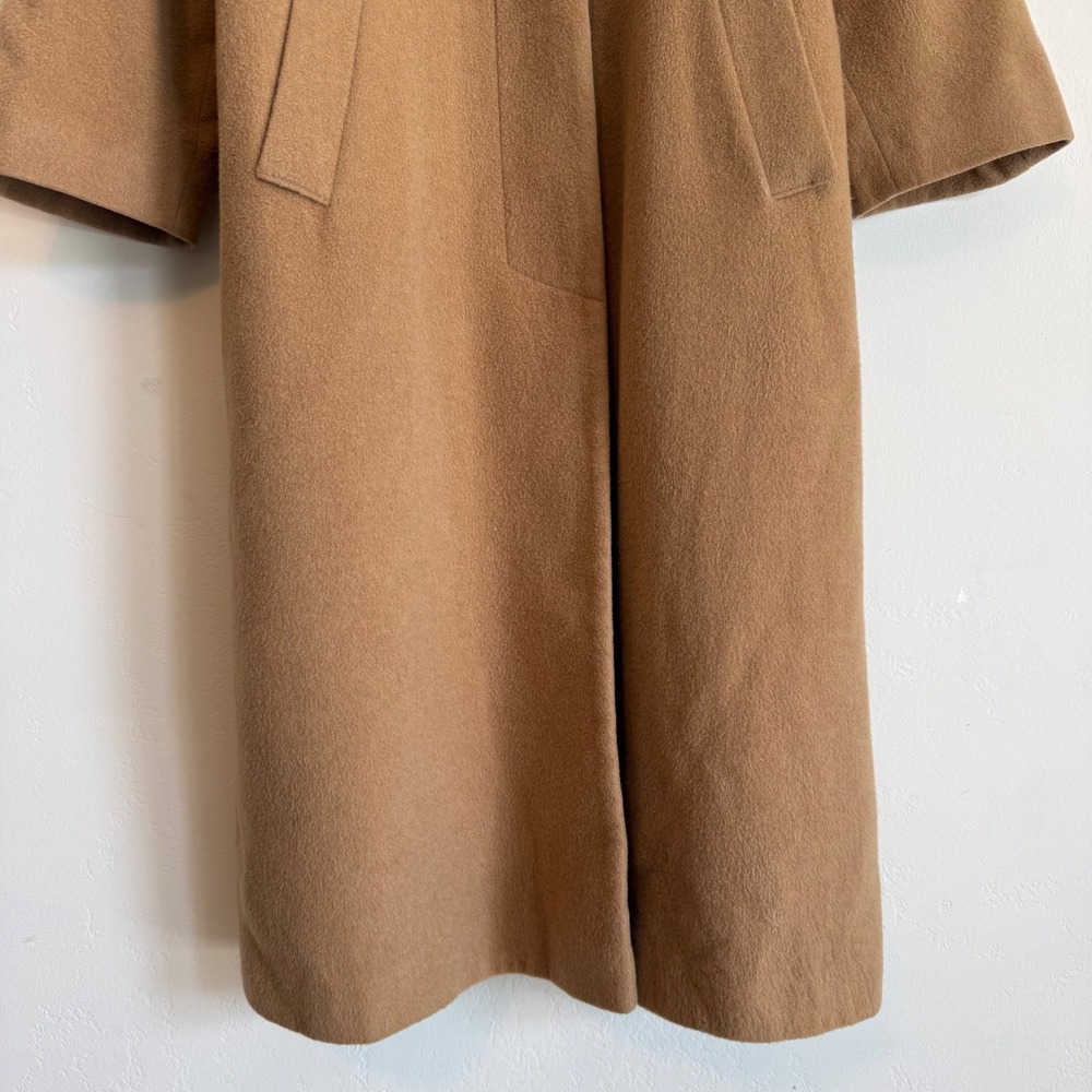 Vintage Fleurette 100% Camel Hair Coat Tan Longline ILGWU Nordstrom Minimalist L - Picture 5 of 16